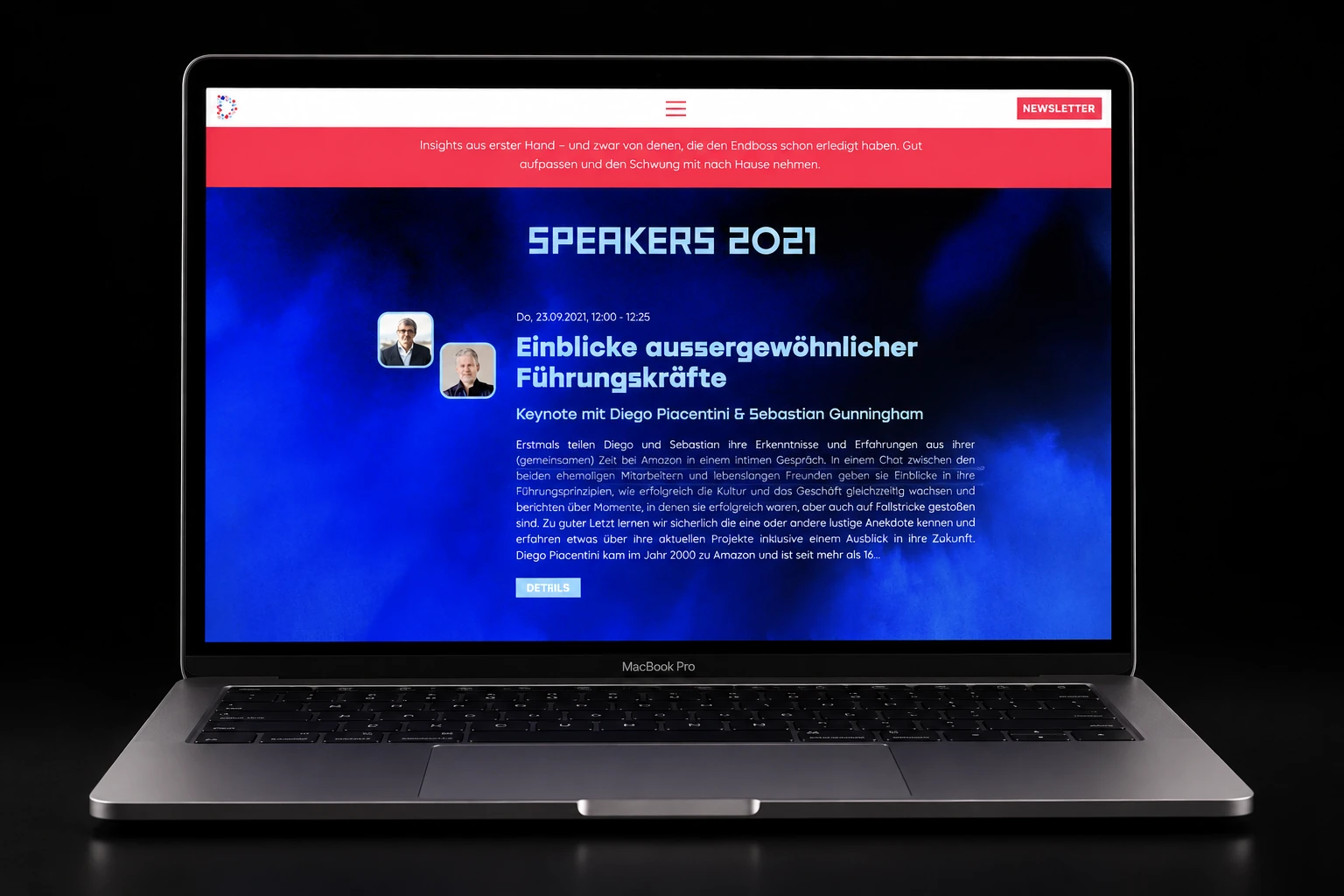 Page des intervenants du Digital Festival 2021 sur ordinateur portable.
