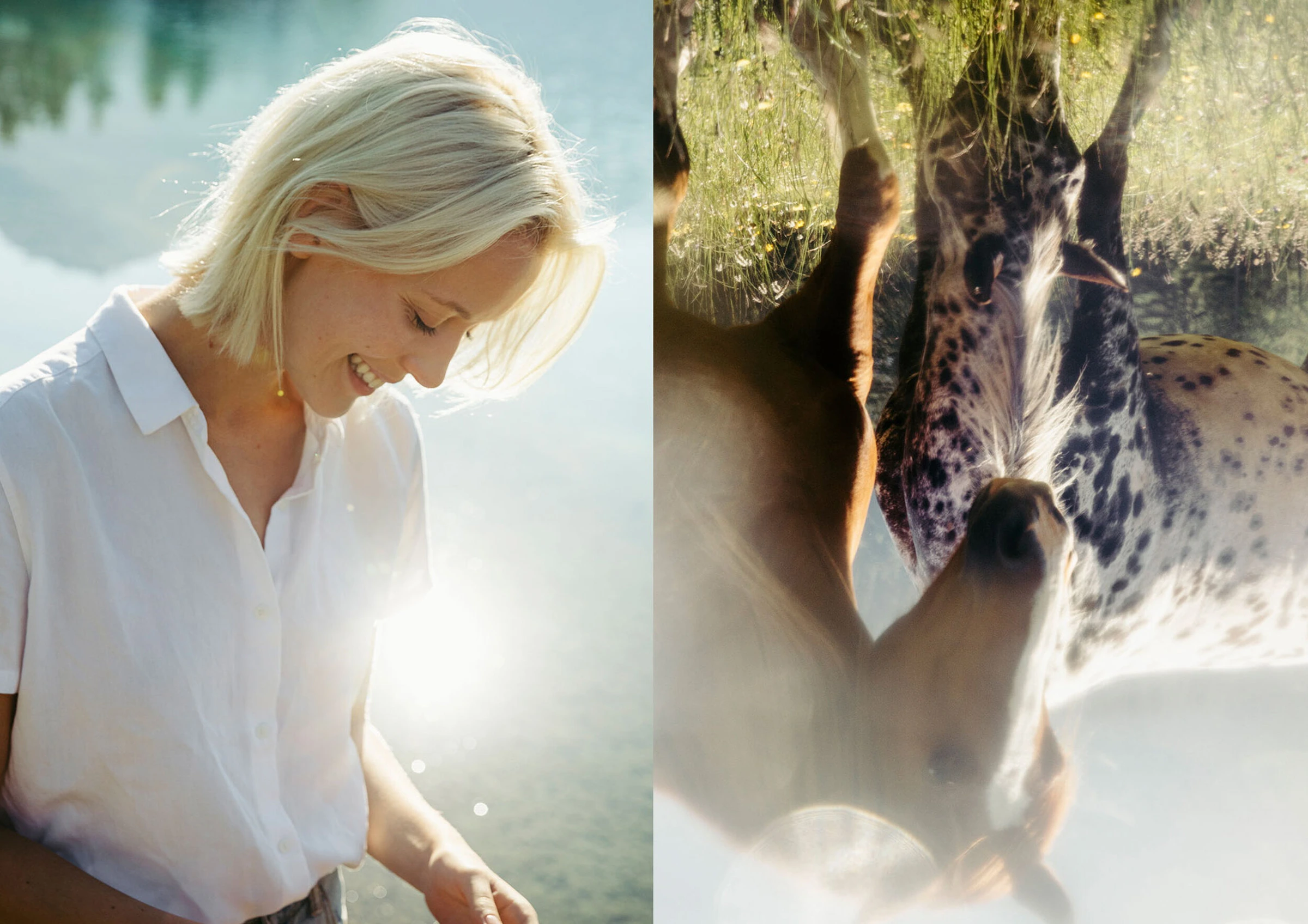 Diptyque Guarda Val : portrait d’une femme et détail d’un cheval.